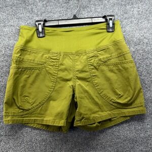 PrAna Organic Cotton Stretch Casual Shorts Women's Size S Green Utility Pockets
